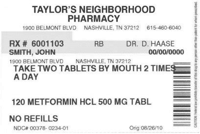 Prescription Label Example