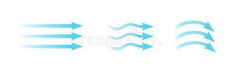 Air Flow. Set of Blue Arrows Showing Direction of Air Movement. Wind ...