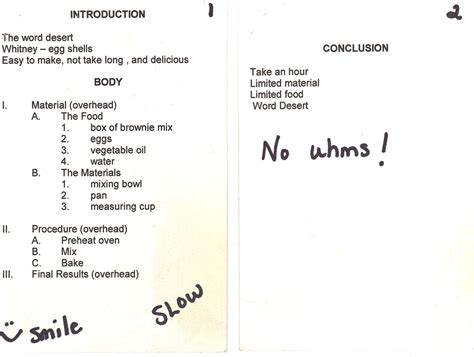 Note Cards (Key Word Outline) - Fundamentals of Speech Communication - Com 1100