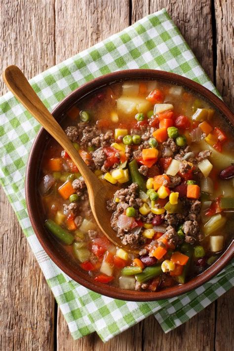 Easy Ground Beef Soup | CDKitchen.com | Beef soup recipes, Hamburger ...