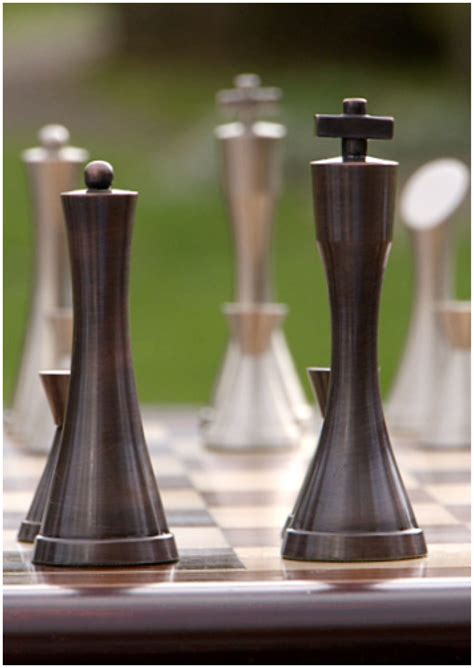 Stunning Yves Tanguy contemporary heavy pewter and copper chess set. X2082. Brought to you by ...