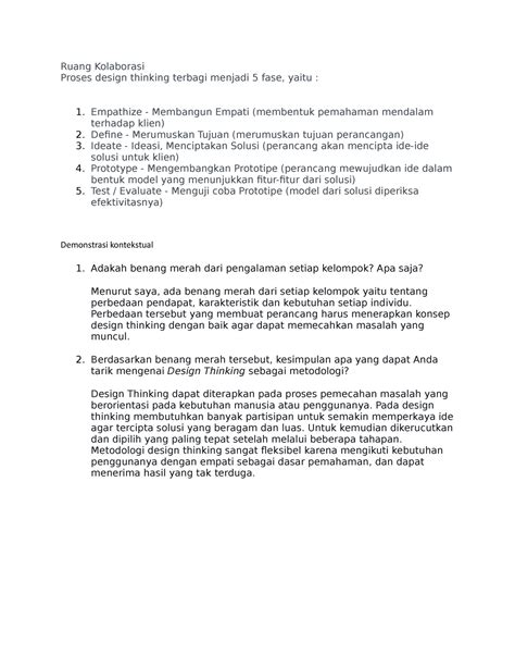 Aksi nyata topik 1 design thinking - Ruang Kolaborasi Proses design thinking terbagi menjadi 5 ...