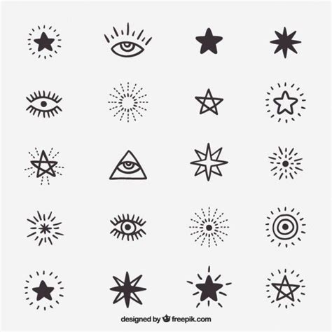 Free Vector | Cute drawings of symbols and stars | Tattoo graphic, Star ...