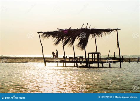 Landscape Sun Fall On Beaches In Campeche Mexico.Ciudad Del Carmen, In Campeche Mexico Royalty ...