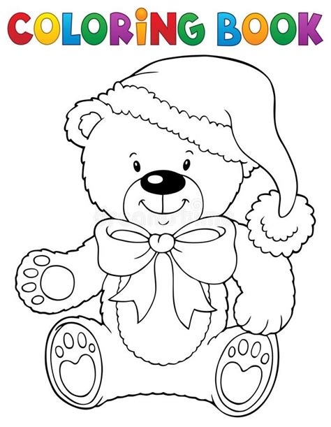 Coloring book Christmas teddy bear topic vector illustration | Teddy ...