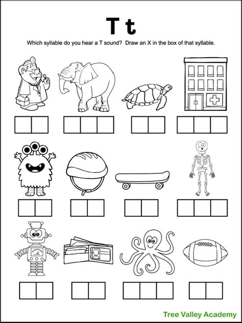 Letter T Sound Worksheets - Tree Valley Academy