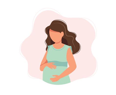 Pregnant woman, concept vector illustration in cute cartoon style, health, care, pregnancy ...