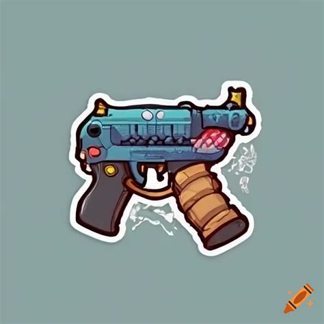 Highly detailed cute gun toy stickers on Craiyon