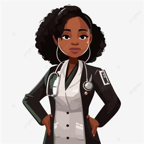 Black Female Doctor Vector, Sticker Clipart Female Black Doctor Illustration Cartoon, Sticker ...