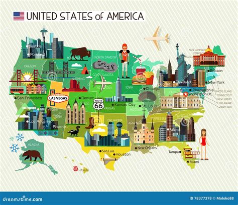 United States Map With Landmarks