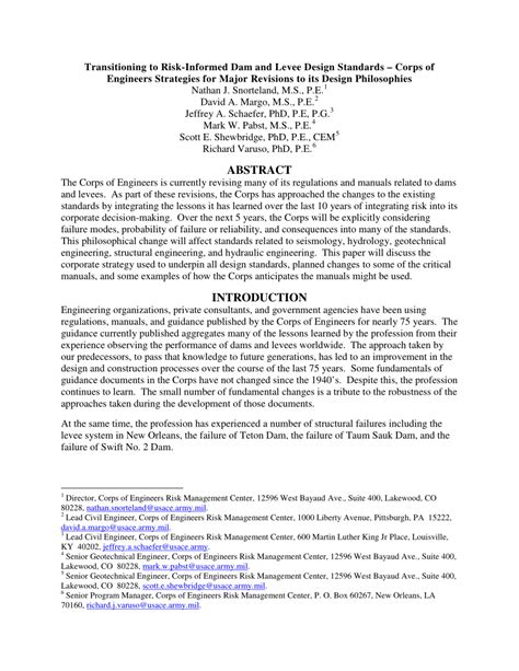 (PDF) Transitioning to Risk-Informed Dam and Levee Design Standards ...