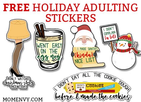 Free Funny Planner Stickers - Holiday Adulting Stickers