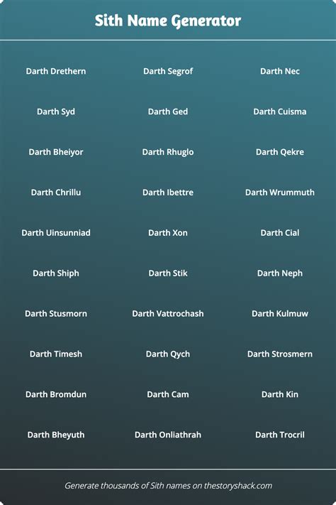 Sith Name Generator | 1000s of random Sith names