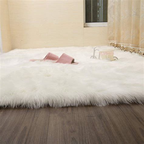 Wendana Faux Fur Rug White Soft Fluffy Rug Shaggy Rugs Faux Sheepskin Rugs Floor Carpet for ...