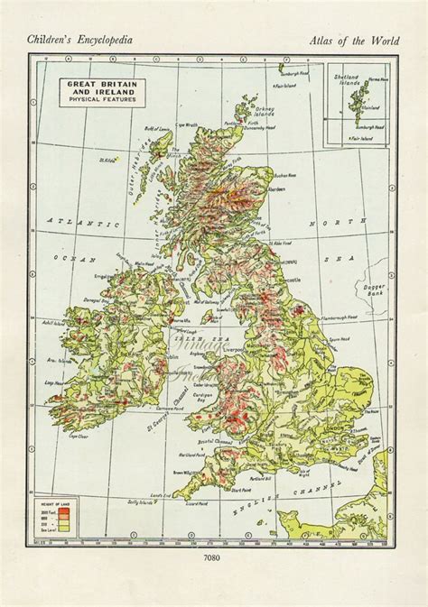 1940s Great Britain Map Antique Atlas Page Original Map of Ireland ...