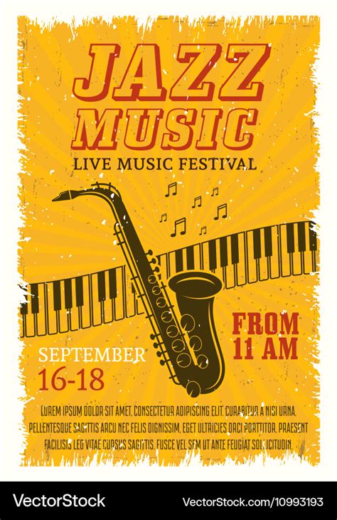 Jazz music festival poster Royalty Free Vector Image