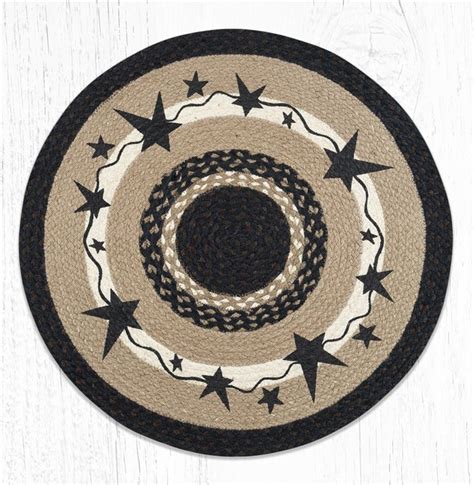 Primitive Stars Black Round Braided Rug 27"x27" by Earth Rugs