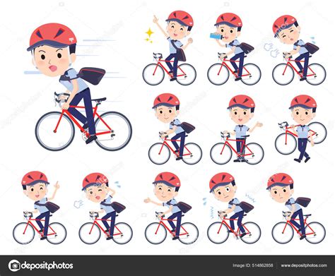 Set Postman Road Bike It's Vector Art Easy Edit Stock Vector Image by ...