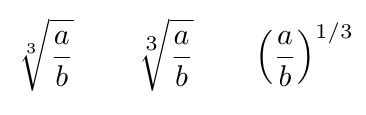 math mode - size and location of cube root symbol - TeX - LaTeX Stack Exchange