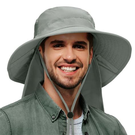 Solaris - Men's Sun Protection Hat with Neck Flap Cover,Wide Brim Outdoor Fishing Hiking Camping ...
