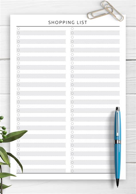 Download Printable Shopping List Template - Original Style PDF