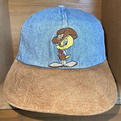 Vintage 1996 Looney Tunes Denim Jean Cowboy Tweety Embroidered Hat ...