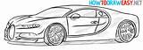 Bugatti Chiron Draw Drawing Coloring Outline Cars Step Sports Clipart  sketch template