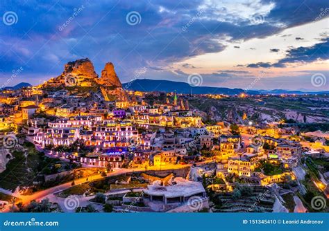 View of Uchisar at Sunset. Cappadocia, Turkey Stock Photo - Image of night, dramatic: 151345410