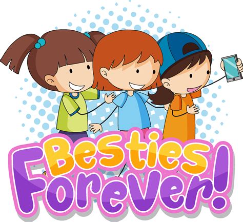 Besties forever typography logo with children 5474372 Vector Art at ...