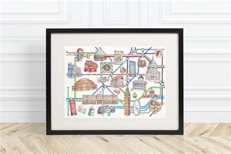 London Art Underground Map Print Hand Drawn Watercolour - Etsy UK | London underground map art ...