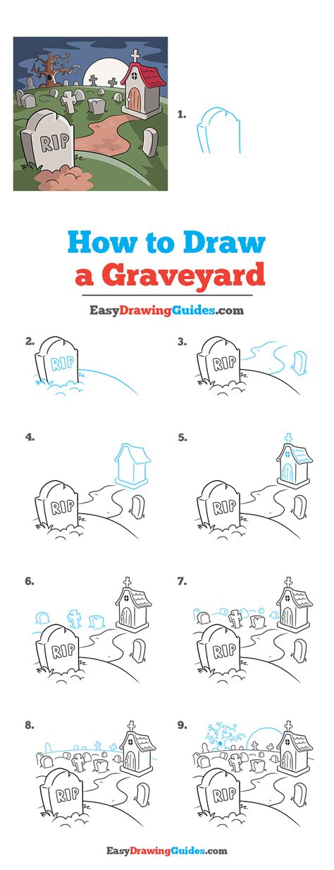 Easy Graveyard Drawing : Graveyard Drawing Draw Step Easy ...