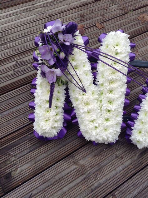 Funeral Flowers. Letter funeral flower tribute deep purple and white ...