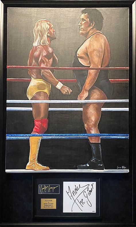 MASSIVE Andre THE GIANT & Hulk HOGAN Dual Signed & Hand Painted 1/1 ...