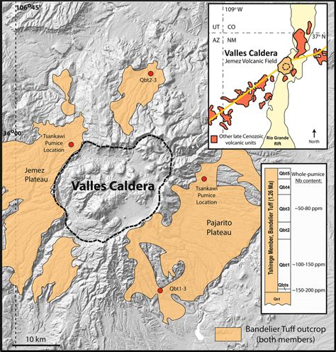 Location map of Valles Caldera with Bandelier Tuff sample locations ...