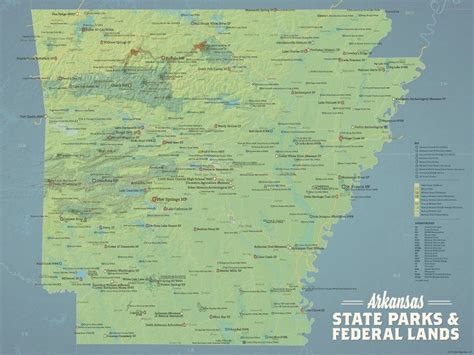 Arkansas State Parks & Federal Lands Map 18x24 Poster - Etsy | State ...