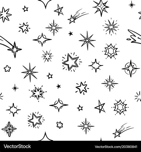 Hand drawn sky with doodle stars seamless Vector Image