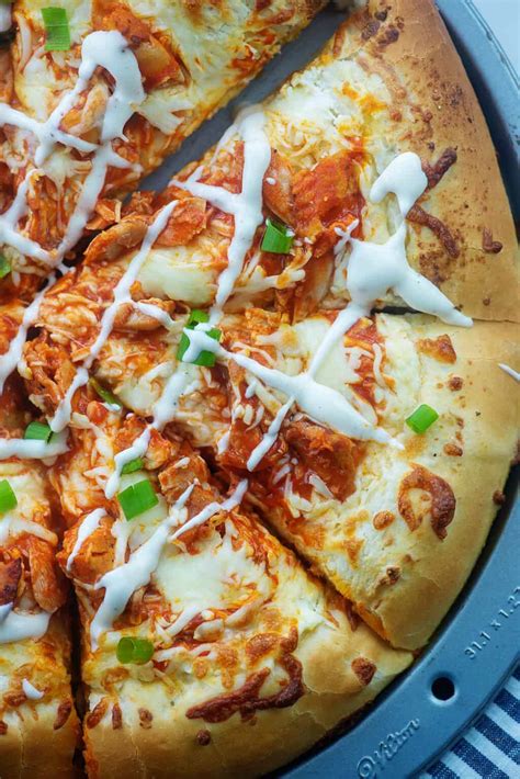 The Best Buffalo Chicken Pizza Recipe! | BunsInMyOven.com