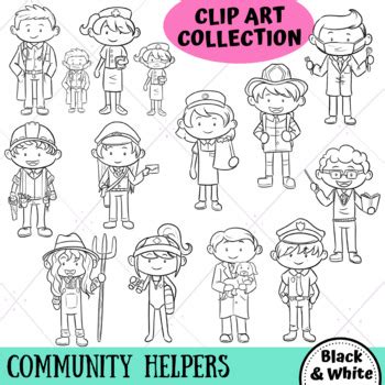 Community Helpers Clip Art Collection (BLACK AND WHITE ONLY) by ...