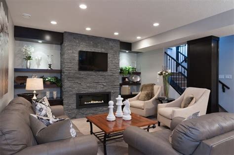 20 Amazing Finished Basements That Have a Fireplace