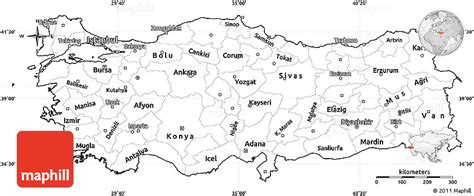 Blank Simple Map of Turkey, cropped outside