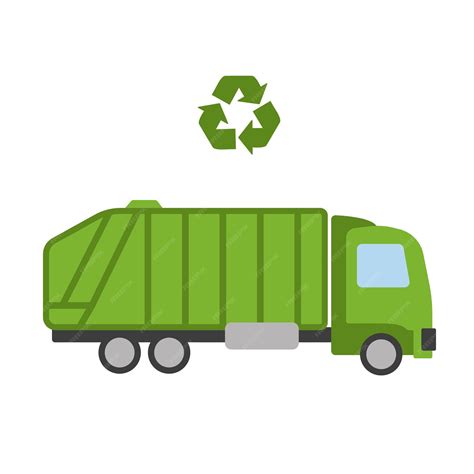 Premium Vector | Garbage green truck isolated on white Vector cute car ...