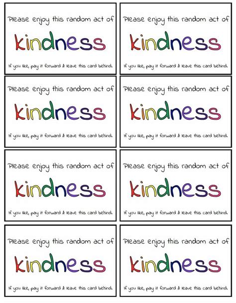 Free Printable Random Acts Of Kindness Cards Pdf - Printable Word Searches