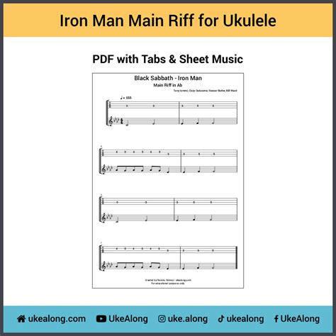 Iron Man Guitar Main Riff for Ukulele