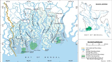 Map showing the distribution of mangrove forest of Sundarban in... | Download Scientific Diagram