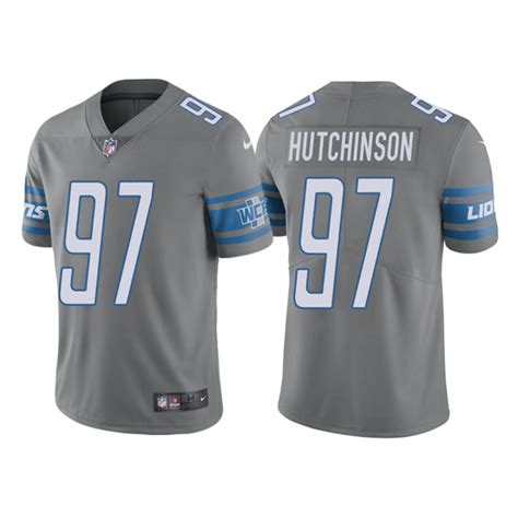 Men's Detroit Lions #97 Aidan Hutchinson Grey Vapor Untouchable Limited ...