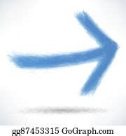 4 Blue Arrow Sign Painted By Brush Stroke Clip Art | Royalty Free - GoGraph