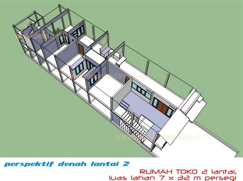 Desain Rumah Toko (Ruko) Dua Lantai di Atas Lahan Seluas 7 x 32 m persegi