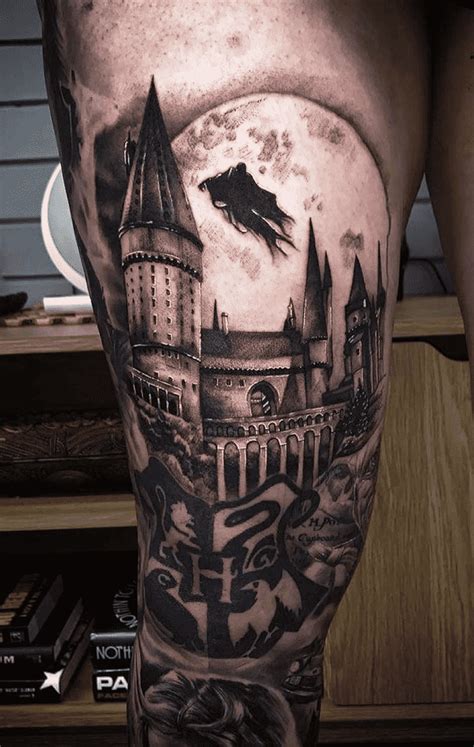 Hogwarts Tattoo Design Images (Hogwarts Ink Design Ideas) Forearm Tattoo Men, Thigh Tattoo, Leg ...