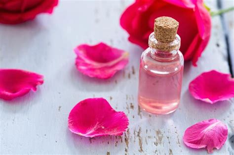 Premium Photo | Extract oil of rose macro shot