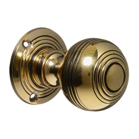 Georgian Style Door Knobs - Brass Reeded (pair)